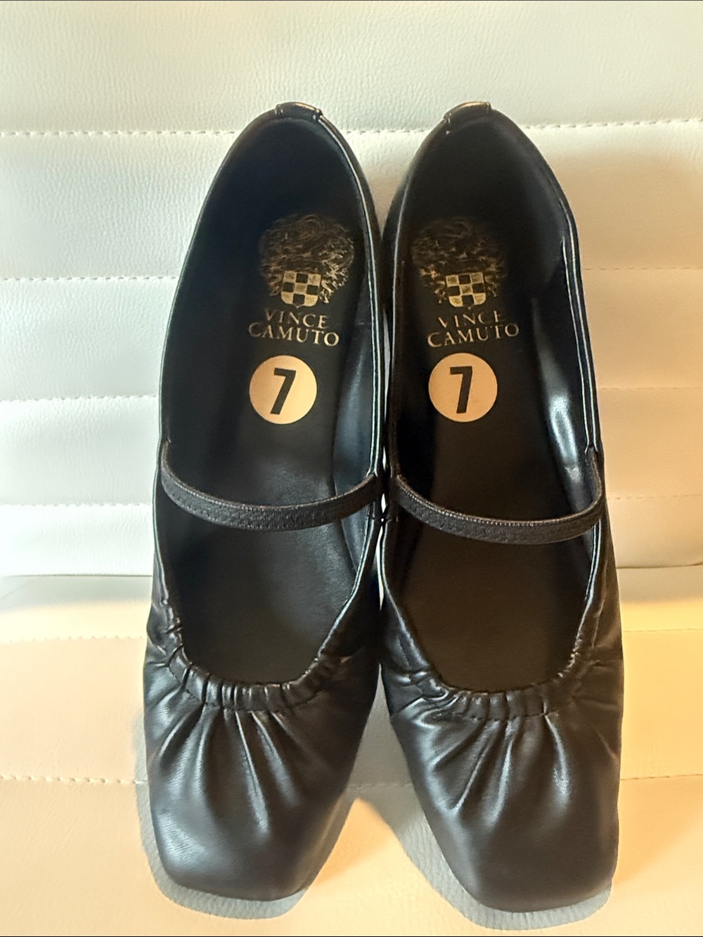 Vince Camuto Black Mary Jane Square-Toe Ballet Flats